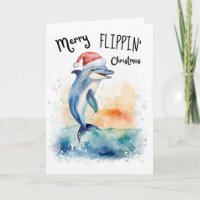 Dolphin Santa Merry Flippin' Christmas Beach