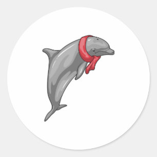 Dolphin Scarf Classic Round Sticker
