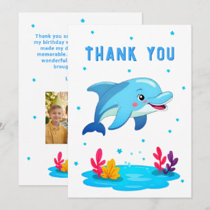 Dolphin Sea Animals Birthday Photo Thank You Card