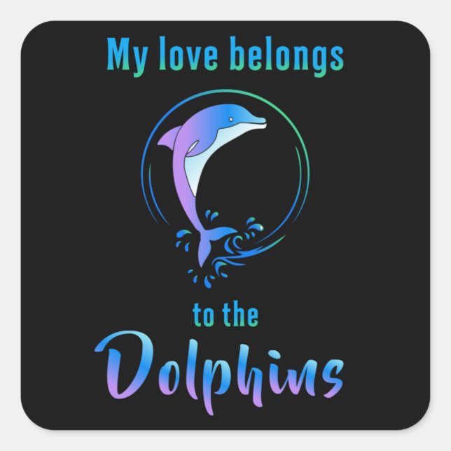 Dolphin Sea Fish Dolphins Animal Ocean Gift Idea Square Sticker (Front)