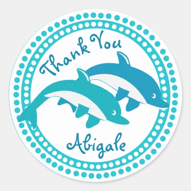 Dolphin Sea Life Thank You Classic Round Sticker (Front)