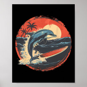 Dolphin Sea Ocean Animal Ocean Sea Dolphin Surfing Poster