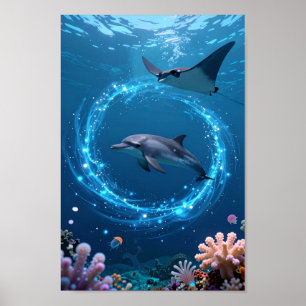Dolphin Sea Poster – Magical Ocean Aesthetic Wall 
