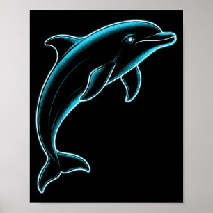 Dolphin Silhouette Ocean Animal Lover Coastal Poster