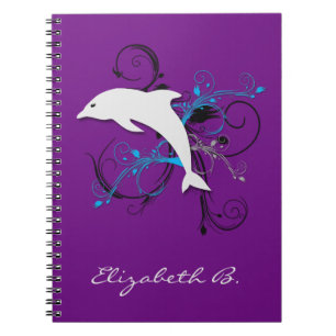 Dolphin Silhouette Purple Personalised Notebook