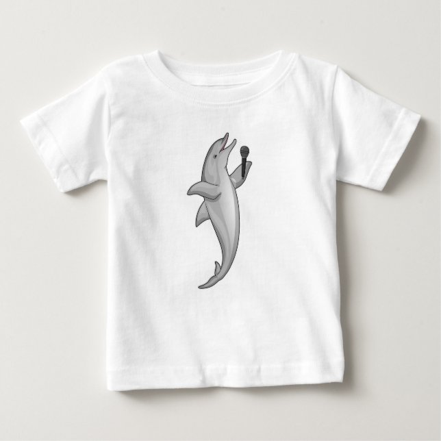 Dolphin Singer Microphone Baby T-Shirt (Front)