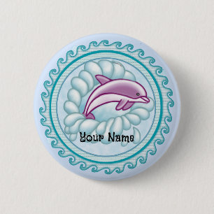 Dolphin Splash  6 Cm Round Badge