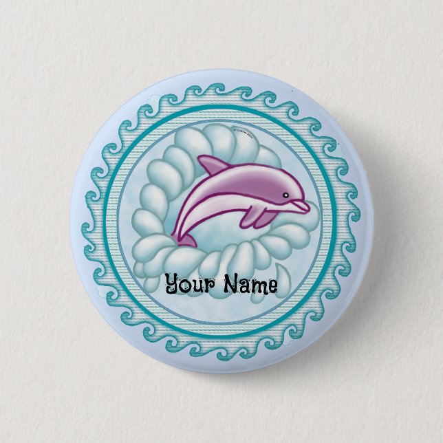 Dolphin Splash  6 Cm Round Badge (Front)