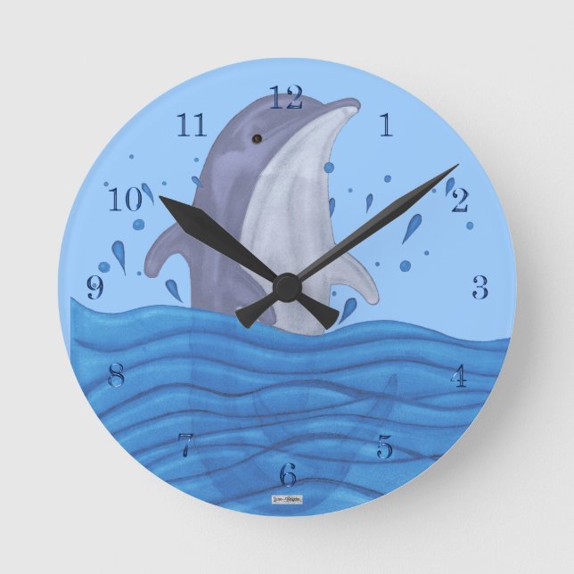 Dolphin Splash Round Clock (Front)