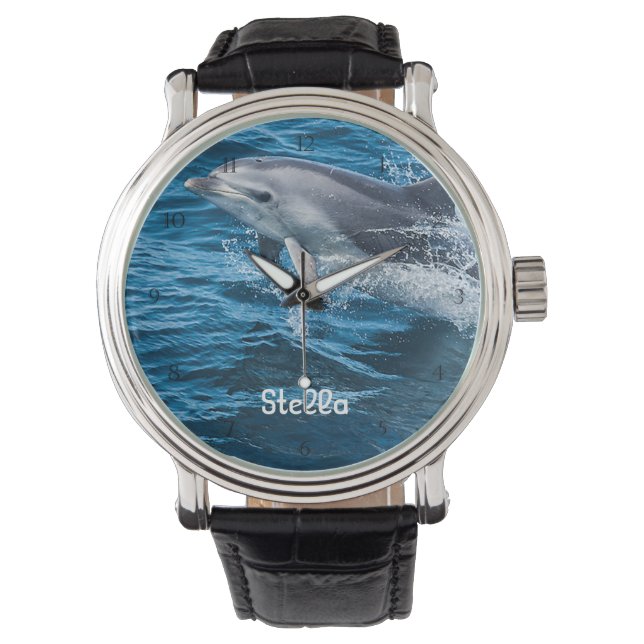 Dolphin Splashing Personalised Watch (Front)