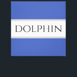 DOLPHIN Sporty Fun Summer Blue White Grey Stripes Canvas Print<br><div class="desc">Classy strong bold font inside a highlighted wide white stripe against medium blue backgrounds with "DOLPHIN" text.  The text is optional and can be personalised.</div>