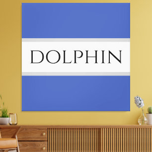 DOLPHIN Sporty Fun Summer Blue White Grey Stripes Canvas Print