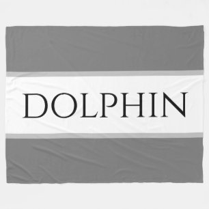 DOLPHIN Sporty Grey Black White Nautical Stripes Fleece Blanket