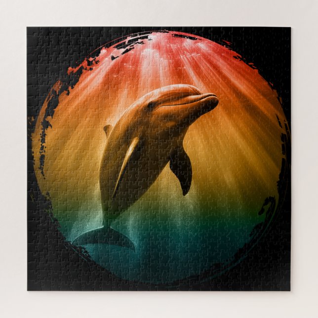 dolphin summer sea ocean sunset  jigsaw puzzle (Vertical)
