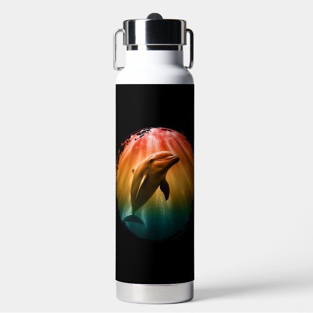 dolphin summer sea ocean sunset  water bottle (Front)