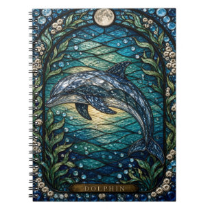 Dolphin Sunlit Channel Illumina Stained Glass Notebook