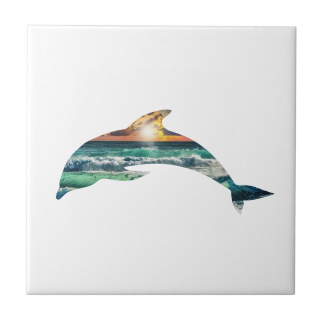 Dolphin Sunset Beach Tile (Front)