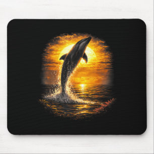 Dolphin sunset ocean beach nature coastal vibes mouse pad
