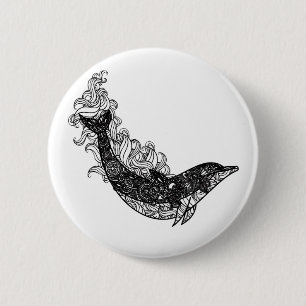 Dolphin Swimming 6 Cm Round Badge
