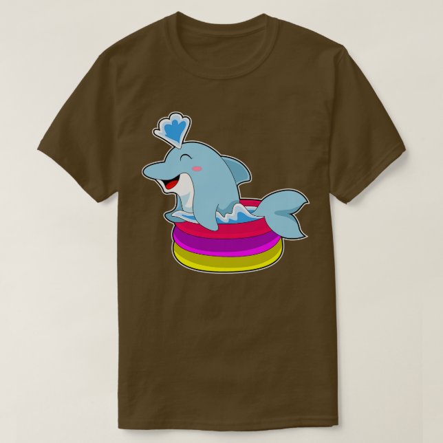 Dolphin Swimming Kids Pool  T-Shirt (Design Front)