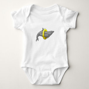 Dolphin Swimming Lifebuoy Baby Bodysuit