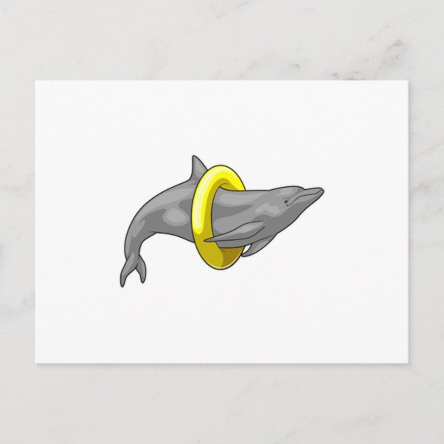 Dolphin Swimming Lifebuoy Postcard (Front)