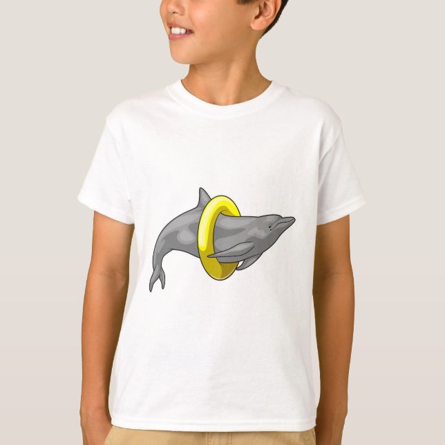 Dolphin Swimming Lifebuoy T-Shirt (Front)