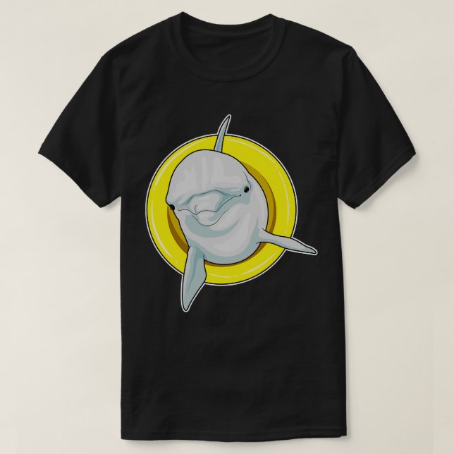 Dolphin Swimming Lifebuoy T-Shirt (Design Front)