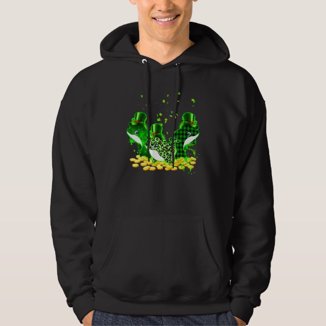 Dolphin Three Pattern St Patrick's Day Lucky 1 Hoodie (Front)