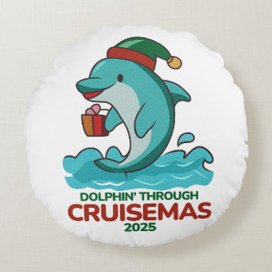 Dolphin’ Through Cruisemas 2025 Round Cushion