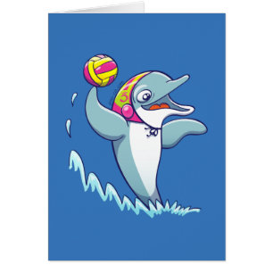 Dolphin throwing the ball while playing water polo