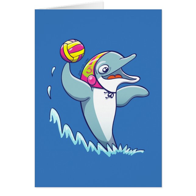 Dolphin throwing the ball while playing water polo (Front)