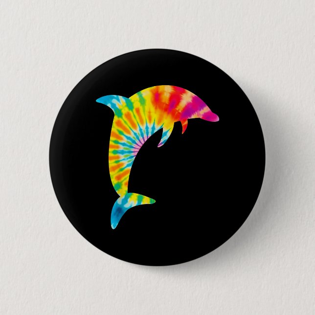Dolphin Tie Dye 6 Cm Round Badge (Front)