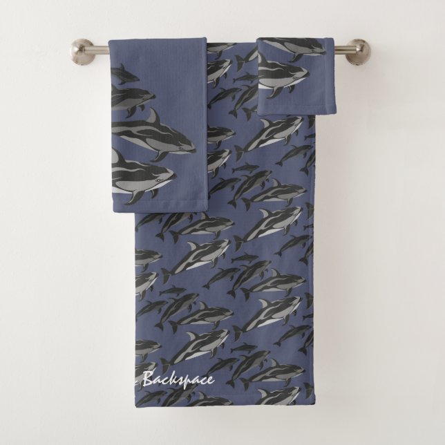 Dolphin Towel Sets Personalised Dolphin Art Towels (Insitu)
