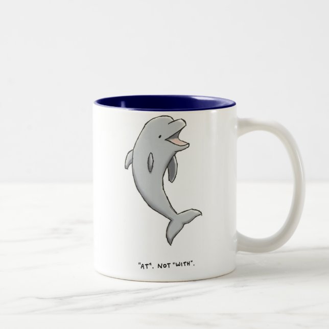 dolphin trivia Two-Tone coffee mug (Right)