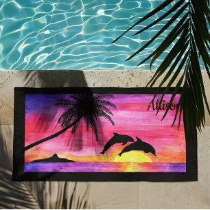 Dolphin Tropical Paradise Personalised Beach Towel