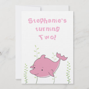 Dolphin Under the Sea 2nd Birthday Baby Invite