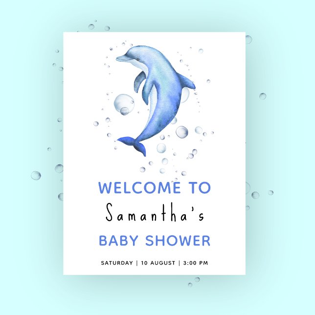 Dolphin under the sea baby shower welcome poster (Creator Uploaded)