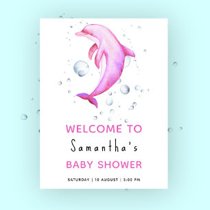 Dolphin under the sea baby shower welcome poster