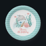 Dolphin Under the Sea Birthday Paper Plate<br><div class="desc">Dolphin and sea life Under the sea Birthday with watercolor dolphin,  seashells and fish.</div>