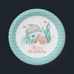 Dolphin Under the Sea Birthday Paper Plate<br><div class="desc">Dolphin and sea life Under the sea Birthday with watercolor dolphin,  seashells and fish.</div>