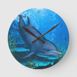 Dolphin Underwater Round Clock