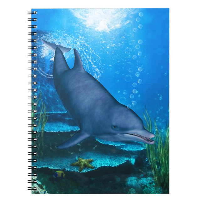 Dolphin Underwater Spiral Notebook (Front)