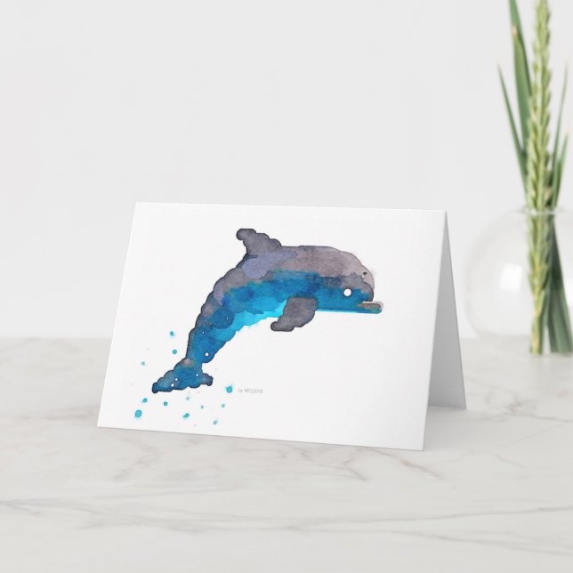 Dolphin Watercolor Greeting Card (Front)