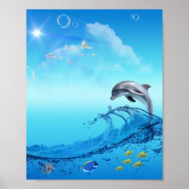 Dolphin Wave Frutiger Aero Poster (Front)