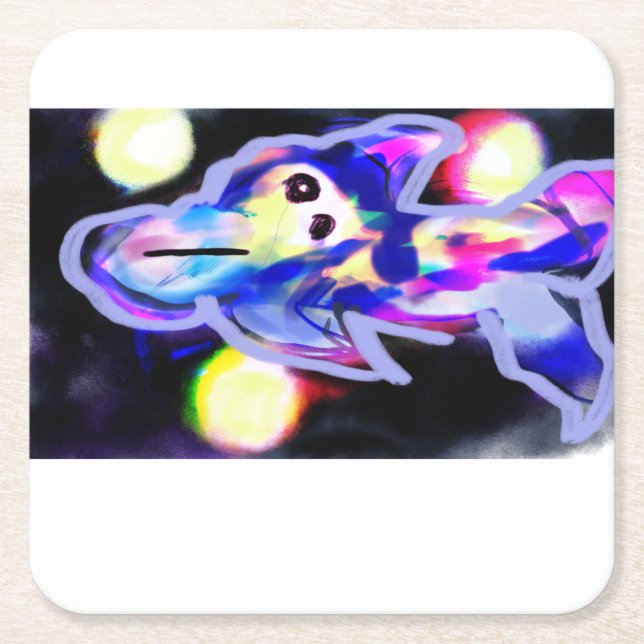 Dolphin wave square paper coaster (Front)