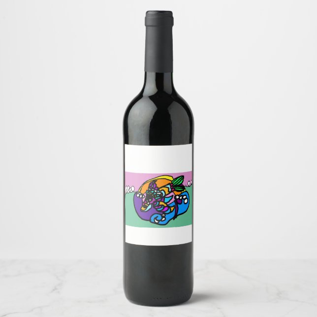 Dolphin wave  wine label (Front)