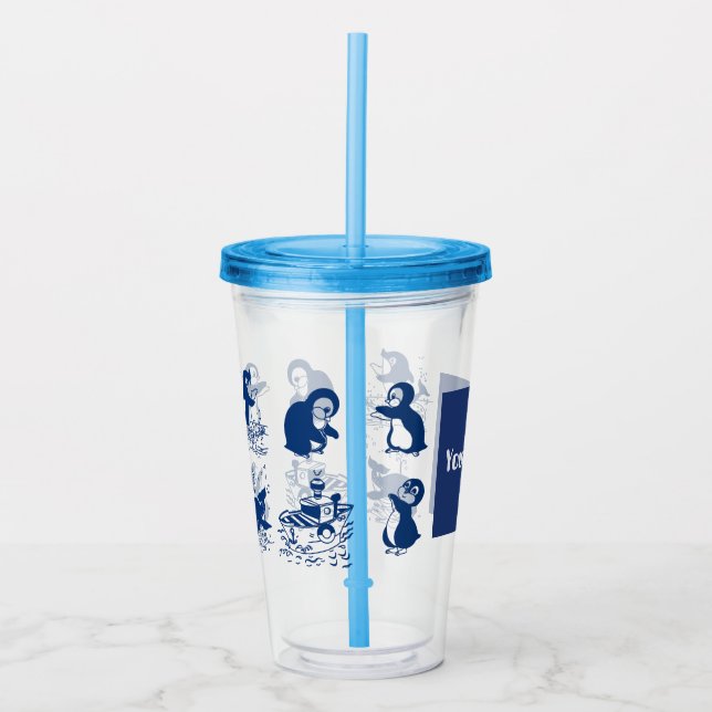 Dolphin, Whales and Penguins Acrylic Tumbler (Front)