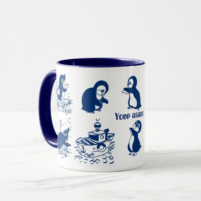 Dolphin, Whales and Penguins Mug (Front Left)
