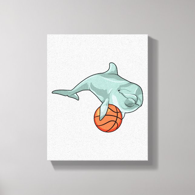 Dolphin with Basketball Canvas Print (Front)